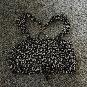 No Boundaries Black and White Floral Crop Top and split skirt set